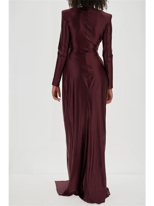 Red carpet dress in lycra with knot and logo accessory ELISABETTA FRANCHI | AB72947E2.CG3